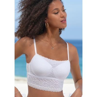 Schalen-BH VIVANCE "BH mit Bügel, Longline BH, Spitzen-BH, als Dessous-Set kombinierbar", Damen, Gr. 80, Cup D, weiß, Spitze, Obermaterial: 58% Polyamid, 30% Polyester, 12% Elasthan, BHs Schalen-BH, mit Spitze in Leo-Optik, in leichter Longform,...