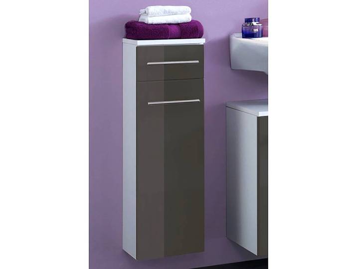 Meuble bas 25cm Gris/Gris brillant