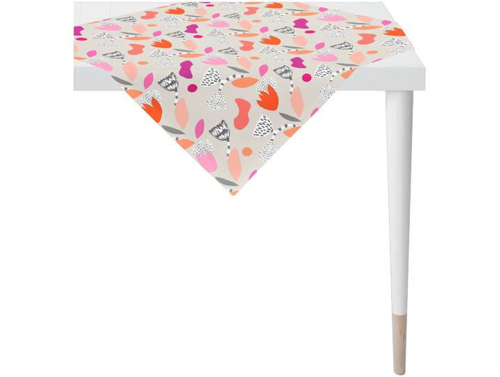 Mitteldecke APELT 3807 , pink (pink, grau), B:85cm L:85cm, Baumwolle, Polyester, Tischdecken, Mitteldecke