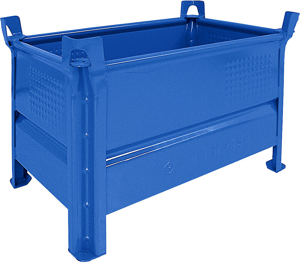 Vollwand-Stapelbehälter, BxL 500 x 800 mm, Traglast 500 kg, blau, ab 5 Stk Heson