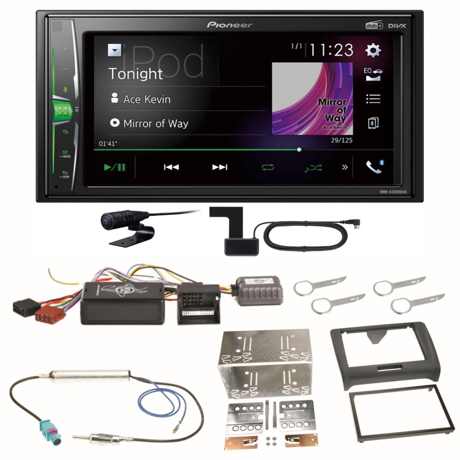 Pioneer DMH-A3300DAB Bluetooth WebLink MP3 USB DAB+ Einbauset für Audi TT 8J