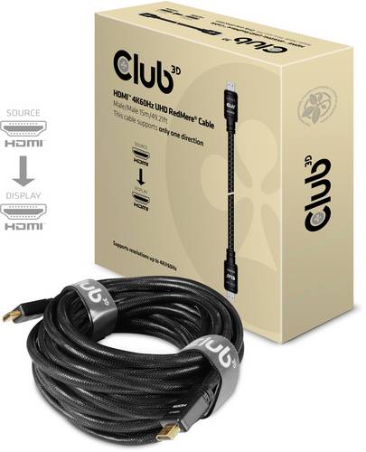 club3D HDMI Anschlusskabel HDMI-A Stecker, HDMI-A Stecker 15.00 m Schwarz CAC-2314 4K UHD, Flammwidrig HDMI-Kabel