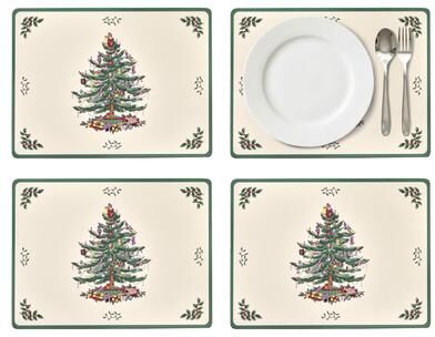 Pimpernel "Spode Christmas Tree Cork Backed Placemats Set of 4 Heat Stain Resistant - 15.7"" L x 11.7"" W"