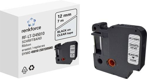 Renkforce RF-LT-D45010 Kompatibel ersetzt DYMO D1 - 45010 12mm Bandfarbe: Transparent Schriftfarbe: Schwarz 7m