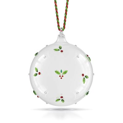 Dekohänger SWAROVSKI "Kristallfigur Sammelfigur Holiday Cheers Misteln Weihnachtskugel", transparent (kristallweiß, grün, rot), Dekohänger, Baumwolle, Kristallglas, Metall, Swarovski Kristall