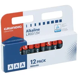 Grundig Batterien AAA/LR03 950 mAh, 12 Stück (12 Stk., AAA, 950 mAh), Batterien + Akkus
