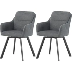 Stuhl-Set SOPHIE 2 Stück Anthrazit 360° drehbar