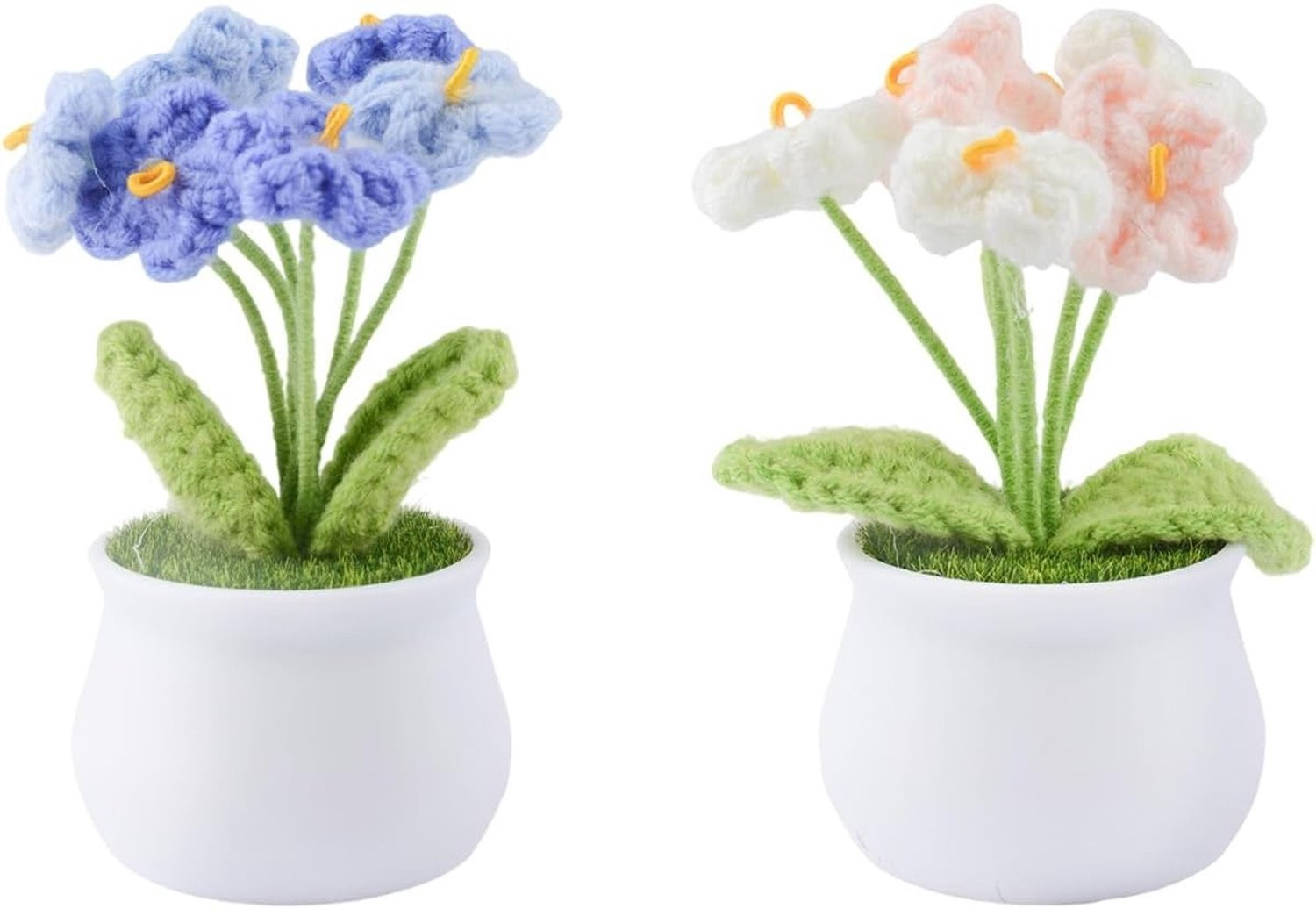 Set van 2 Miniature Gehaakte Bloemen Schattige Kunstplanten voor Decoratie