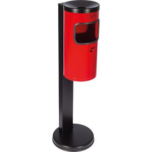 TKG Aschenbecher Rondo Kombi, 360013, rot, für Outdoor, 2in1, Aschenbecher & Mülleimer aus Metall, 18 x 83cm, 9 Liter