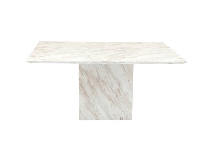 Kare-Design Esstisch, Beige, Stein, Marmoroptik, rechteckig, eckig, Säule, 90x76x160 cm, Esszimmer, Tische, Esstische