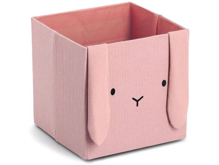 Aufbewahrungsbox ZELLER PRESENT Hase , Musselin , rosa (altrosa), B:28cm H:28cm T:28cm, Baumwolle, Polyester, Aufbewahrungsboxen, Aufbewahrungsbox, Tiermotiv, kinderfreundlich, faltbar