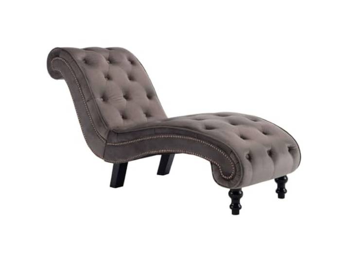 Chaiselongue Grau Samt Gepolsterte Liege Ergonomisch mit Steppung Dicke Polsterung, Steppung mit Knöpfen, Stärke 110 kg, elegantes Design, ergonomische Form
