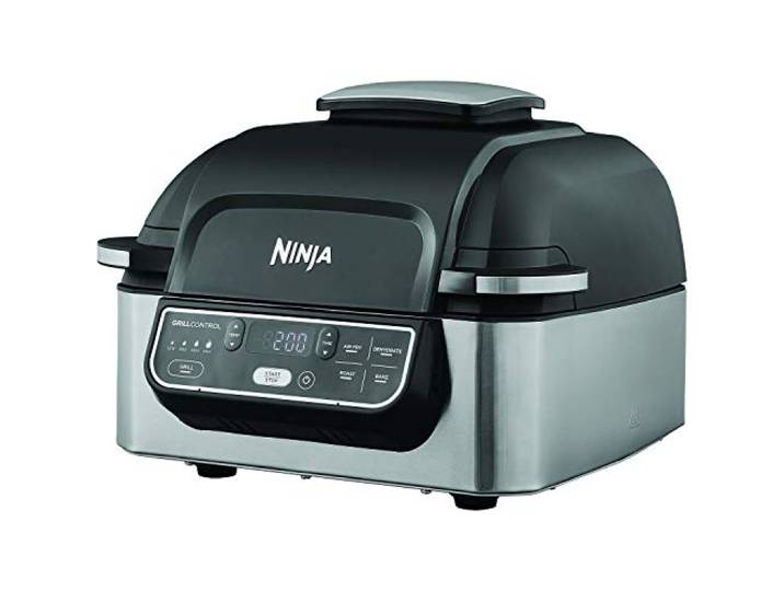 Ninja Foodi Health AG301UK Grill- und Heißluftfritteuse, gebürsteter Stahl, Schwarz, 5,7 l