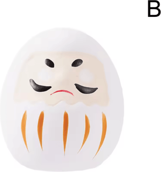 Inspire Picks Mini Ceramic Daruma Doll Japanese Lucky Charm Fortune Ornament white