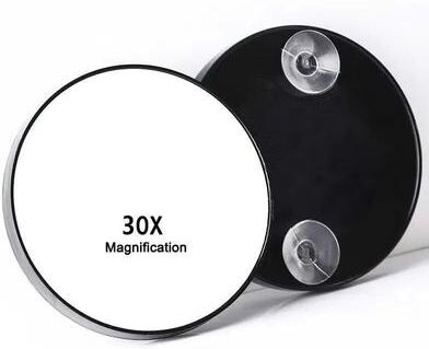 Uplift Picks Double Sided Magnifying Mirror Foldable Handheld Makeup Mirror With Handle black 30x