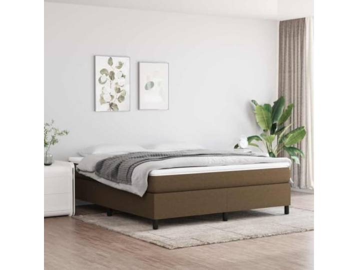 KGTKGTYER Boxspringbett 160x200 cm, Dunkelbraun, Stoffbett mit Matratze Inklusive Taschenfederkern, Hautfreundlicher Topper, Lattenrost integriert