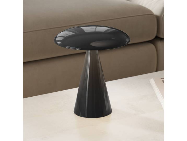 Beacon Lighting LED-Akku-Tischlampe Kinoko schwarz glänzend 27cm, CCT Kinoko, dimmbar, schwarz, für Wohn- / Esszimmer, Kunststoff, Modern
