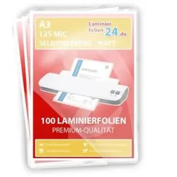 selbstklebende Laminierfolien A3, 2 x 125 Mic, matt