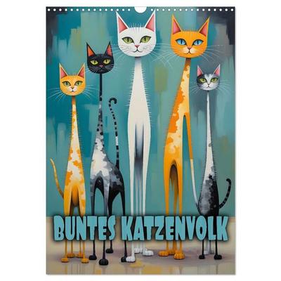 Buntes Katzenvolk (Wandkalender 2027 DIN A3 hoch), CALVENDO Monatskalender