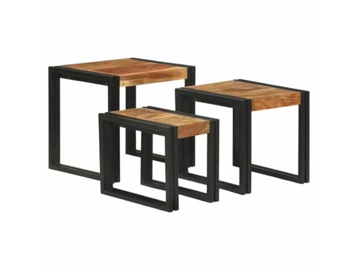 KPOUTRFG Nestingtisch 3er Set Braun Schwarz 50x40x45 cm Industriell Ineinanderstellbar, platzsparend, vielseitig, Couchtisch oder Beistelltisch, einfache Montage