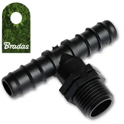 T-Stück mit AG 3/4" für Tropfschlauch PE Rohren mit Schlauchstecker 20mm Bradas DSWA06-3420L