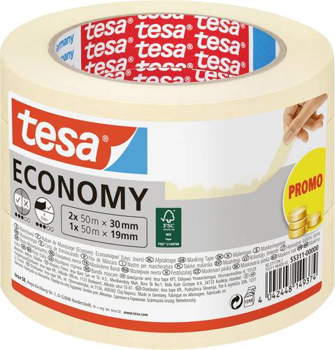 Tesa Economy 55311-00000-02 Malerabdeckband Weiß 1 Set