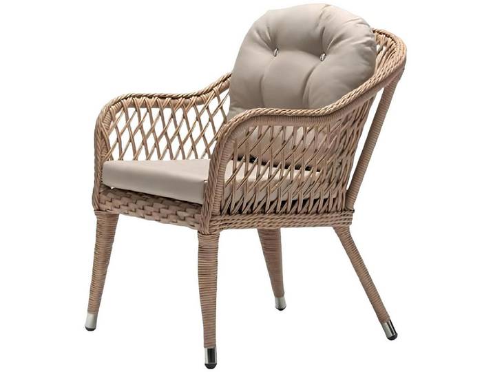 Xlmoebel Gartensessel Beiger Rattan-Loungesessel mit hohem Sitzkomfort für die Terrasse (Rattan-Loungesessel), Hergestellt in Europa