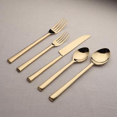INOX ARTISANS Brier Gold PVD 5 Pc. Flatware Set