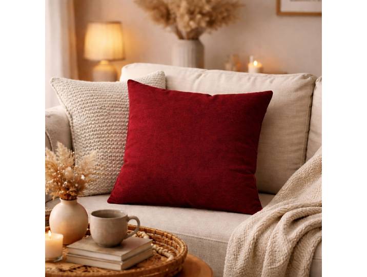 Coussin décoratif Elmer Rouge/Bordeaux 40 x 40cm Polyester