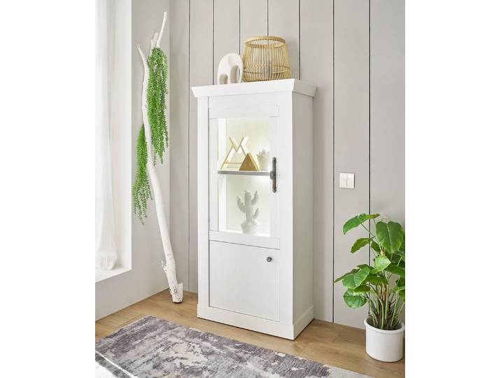 Home affaire Vitrine RAVENNA im romantischen Landhausstil, Griff aus Metall, Höhe 146 cm