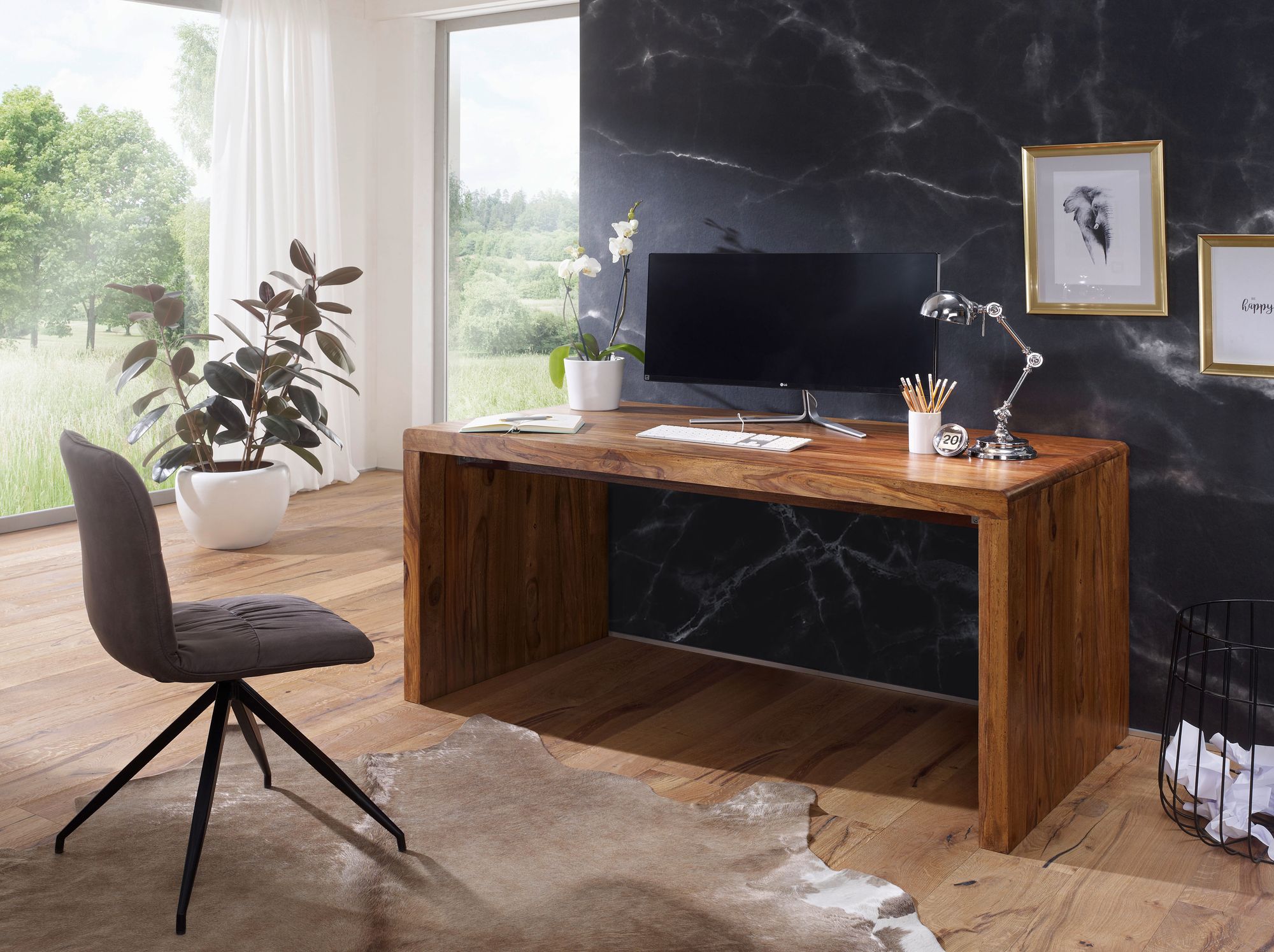 Wohnling Bureau sheesham 160 cm