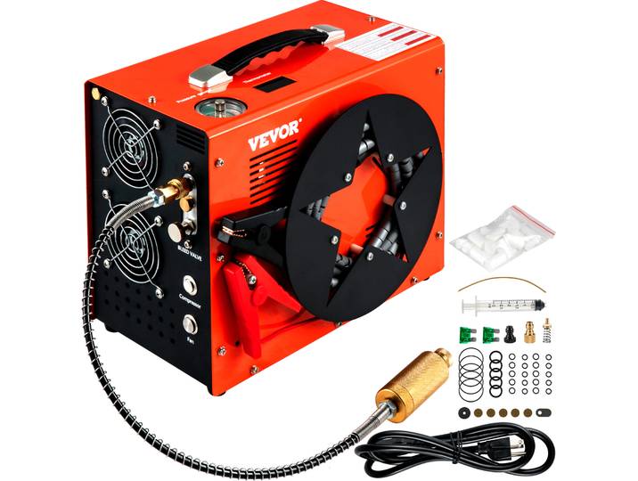 VEVOR Compresseur PCP portable 350 W Compresseur submersible\, 1\,5 L Compresseur d'air haute pression\, 8 mm Compresseur mobile polyvalent\, 2700 tr / min Compresseur de chuchotement Arrêt automatique\, 4500 Psi Compresseur d'air respirable 220 V AC