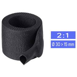TRU COMPONENTS TC-14976080 Gewebe-Schrumpfschlauch Schwarz 30 mm 15 mm Schrumpfrate:2:1 Meterware