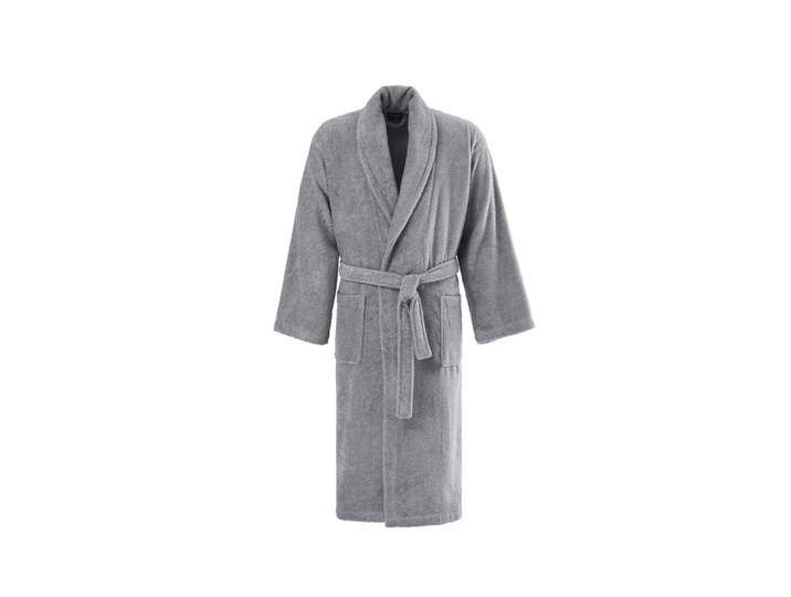 Peignoir col châle en coton bio gris perle s