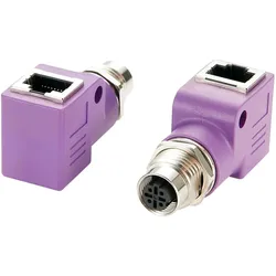 Exsys Adapter M12 D-code BU - RJ45 BU 90° (RJ45), Netzwerk Adapter, Violett