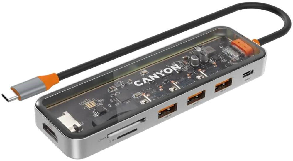 Canyon DS13 7-i-1 USB-C Hub - 100W - Grå