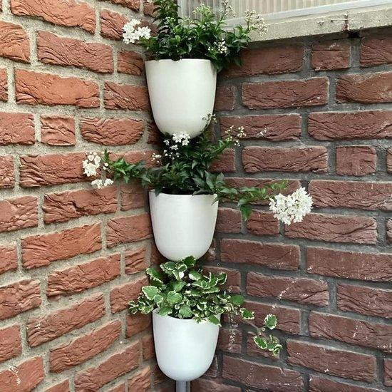 Zelfwaterende plastic hangpot voor binnen- en buitenplanten, wit, rond