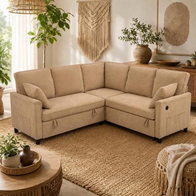 Garvee l Shaped Sleeper Sofa, Pull out bed, Chenille Sectional with Storage, Hidden storage, for Home