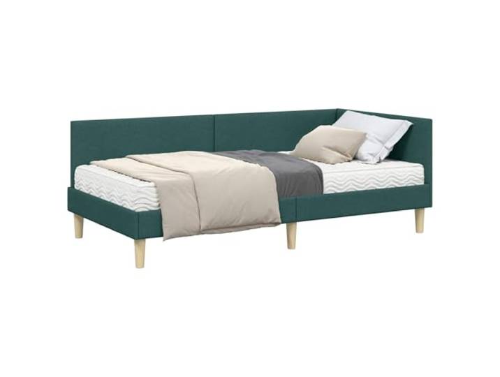 PUGYNBK Eckbett mit grüner Matratze, 2 Stück, Polyester Verstellbares Wandkopfteil, Multizonenhalterung, Sperrholzrahmen, einfache Reinigung