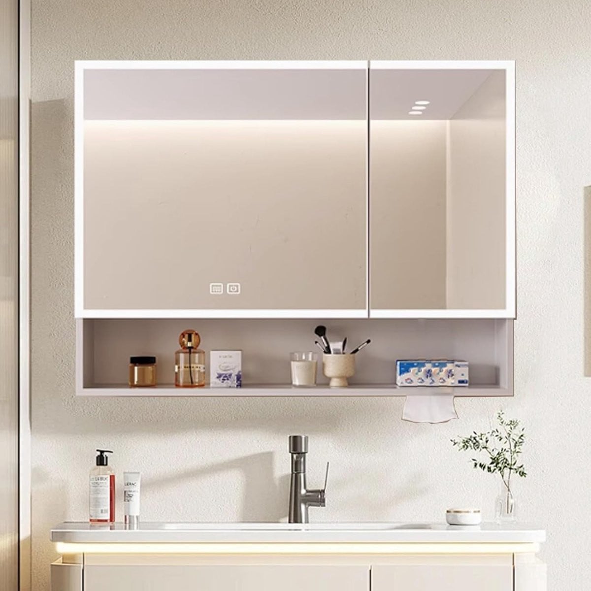 Slimme aluminium badkamer medicijnkast met LED verlichting en ontwasemingsfunctie