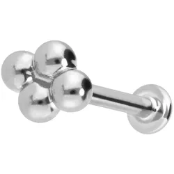 14 Karat Gold Labret mit Innengewinde 4 KUGELN