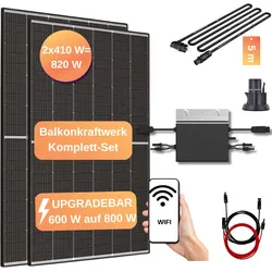 Balkonkraftwerk 820 W / 600 W Solar Photovoltaik PV Stecker Solaranlage Balkon