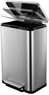 Garvee 13 Gal/50L Slim Stainless Steel Kitchen Trash Can, Fingerprint-Proof Step Bin with Inner Bucket, Silver