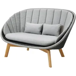 2-Sitzer Sofa Peacock Cane-line Beine Teak/Geflecht grau, Designer Johannes Foersom & Peter Hiort-Lorenzen, 151x94x95.5 cm