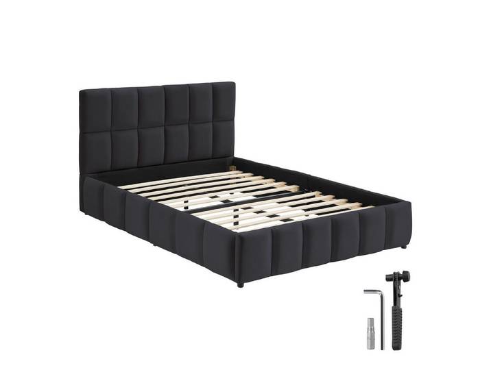 tectake Polsterbett Shirley, Samtbezug mit Steppmuster