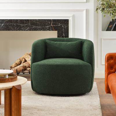 "KINWELL 34"" Sherpa Swivel Accent Chair Boucle Upholstered Armchair"