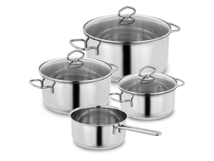 KOPF Topfset Induktion Merkur, 4-teilig, Silber, Edelstahl
