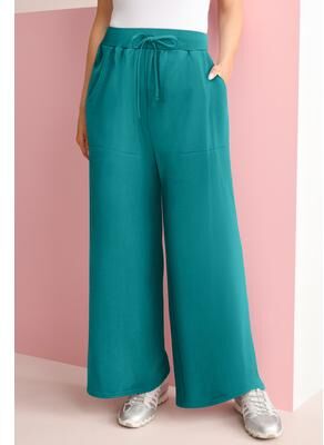 Plus Size Women's Comfort+ Fleece Flared Sweatpants by Roaman's in Tropical Teal (Size 5X)