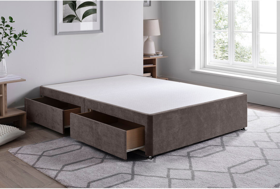17 Stories Naples Divan Bed Base Slate Single (3')