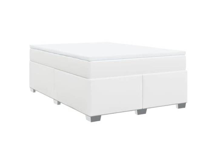 vidaXL Boxspringbett mit Matratze Weiß 140x200 cm Kunstleder